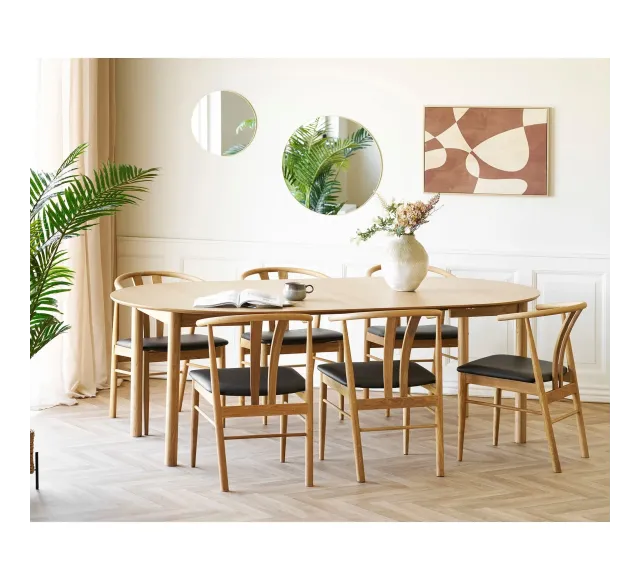 Pack salle à manger extensible – Esprit bois naturel & touches décoratives/ Elsines