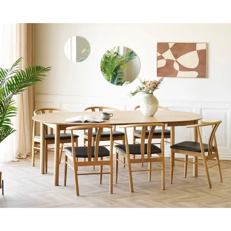 Pack salle à manger extensible – Esprit bois naturel & touches décoratives/ Elsines