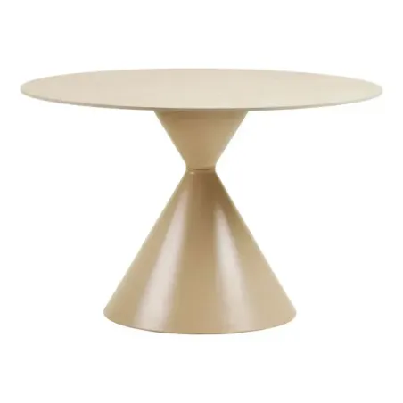 Pack ambiance salle à manger naturelle – Table ronde en céramique Ø120 cm & déco coordonnée/ Elsines