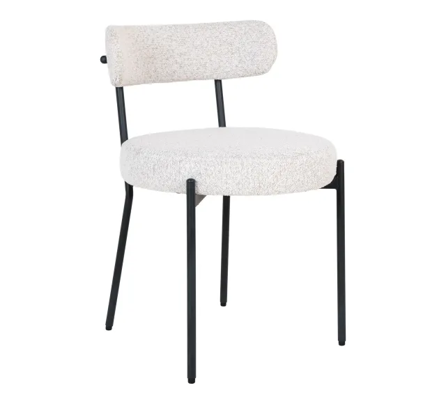 Pack salle à manger contemporain – Table sable, chaises bouclé & tableau décoratif/ Elsines