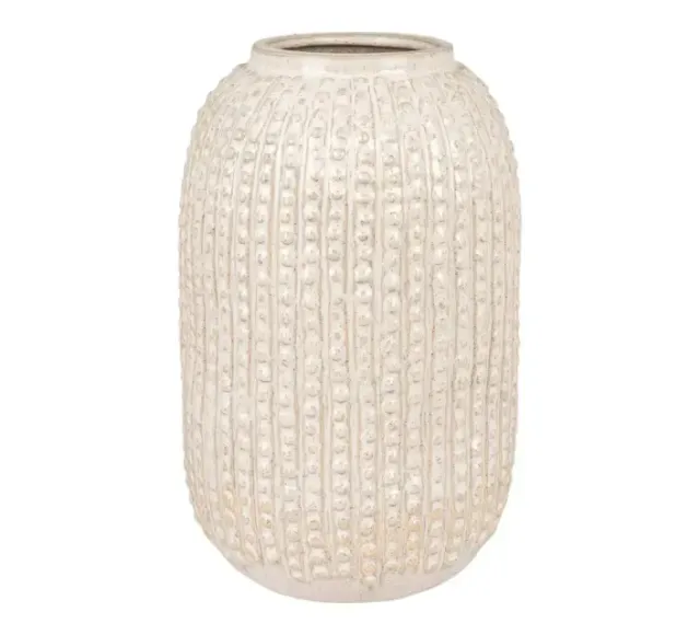 Ambiance complète – Console 2 portes, lot de 2 porte-bougies et vase en grès/ Elsines