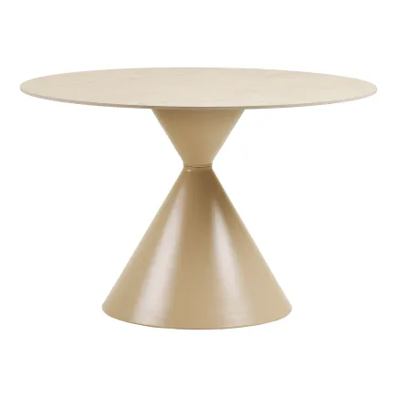 Table Ronde 120cm Annecy - Céramique Effet Travertin & Acier | Elsines