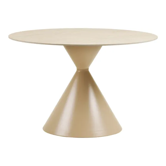 Table Ronde 120cm Annecy - Céramique Effet Travertin & Acier | Elsines