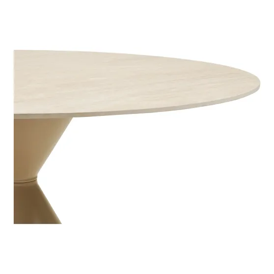 Table Ronde 120cm Annecy - Céramique Effet Travertin & Acier | Elsines