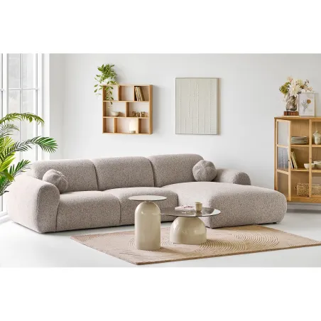 Table Basse Ronde Ø70 cm Verre Trempé & Métal Beige/Gris | Elsines