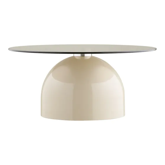 Table Basse Ronde Ø70 cm Verre Trempé & Métal Beige/Gris | Elsines