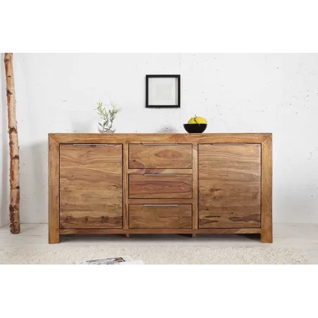 Buffet Bois Sheesham (Palissandre)  Massif Naturel 140 cm – Bahut de Salon avec Rangement