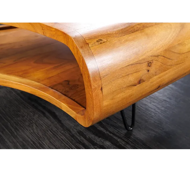 Table Basse Bois Massif ORGANIC LIVING 90cm Acacia Miel | Elsines