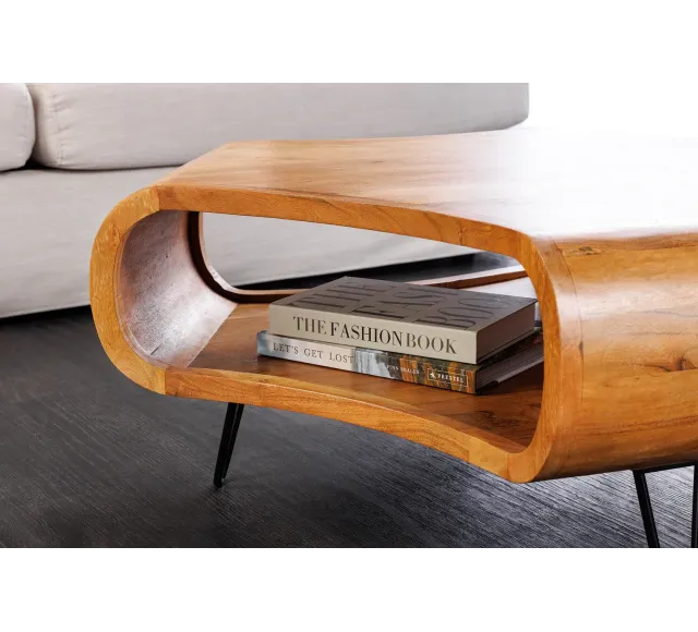 Table Basse Bois Massif ORGANIC LIVING 90cm Acacia Miel | Elsines