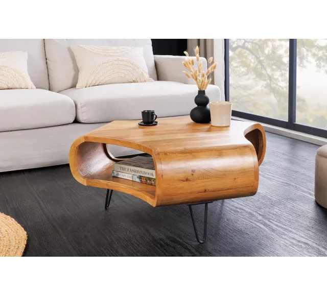 Table Basse Bois Massif ORGANIC LIVING 90cm Acacia Miel | Elsines