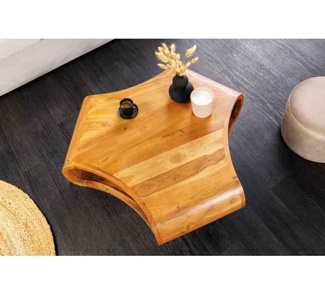 Table Basse Bois Massif ORGANIC LIVING 90cm Acacia Miel | Elsines
