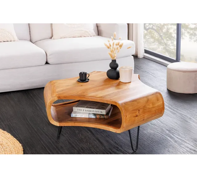 Table Basse Bois Massif ORGANIC LIVING 90cm Acacia Miel | Elsines
