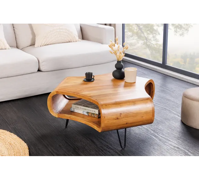 Table Basse Bois Massif ORGANIC LIVING 90cm Acacia Miel | Elsines
