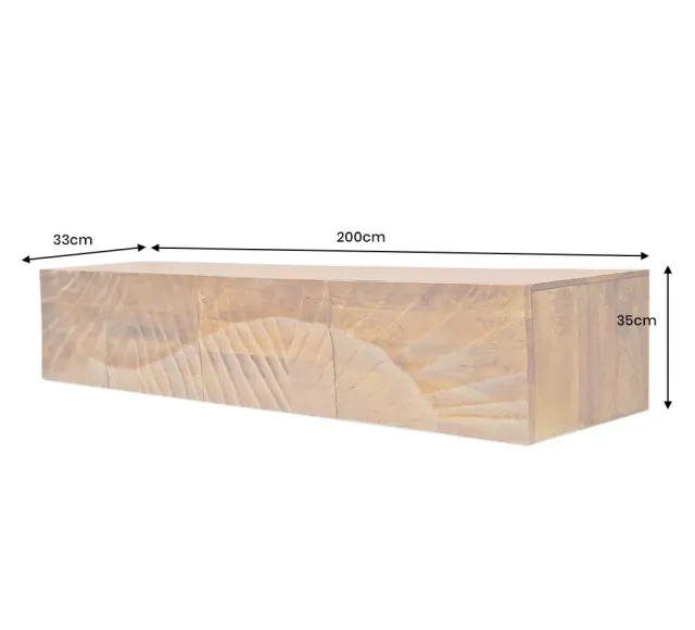 Meuble TV suspendu SCORPION 200 cm en bois massif de manguier brun | Elsines