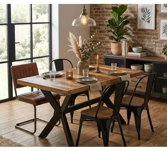 Table de salle à manger 140x70x75 cm Bois avec finition miel