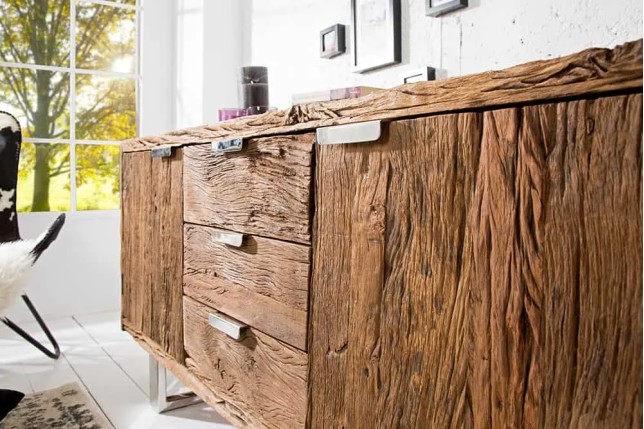 Enfilade design 2 portes 3 tiroirs en bois massif | Elsines