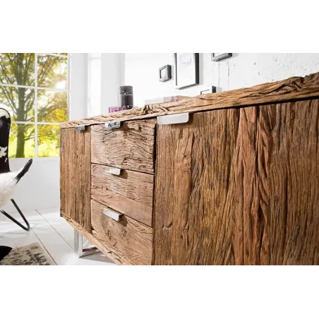 Enfilade design 2 portes 3 tiroirs en bois massif | Elsines