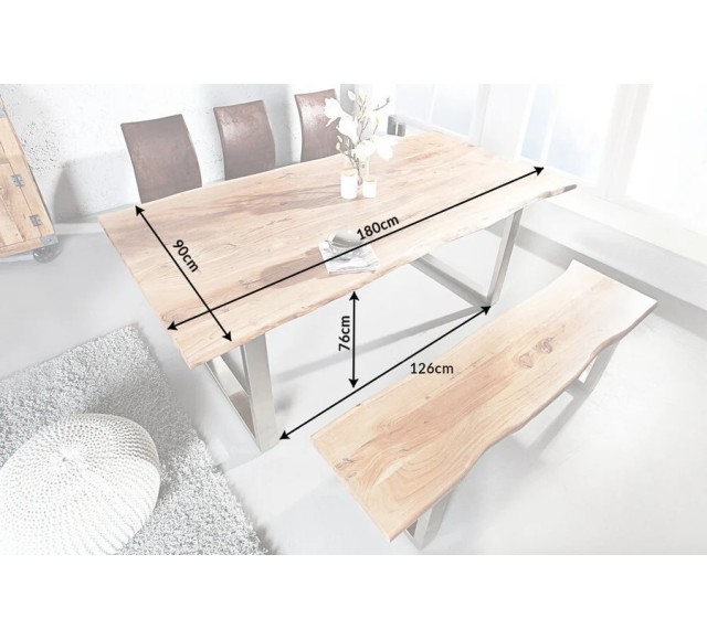 Table à manger Mammut 180cm acacia plateau 26mm