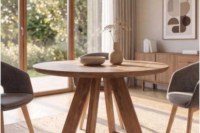 Table Ronde Manguier Massif 100/120/140 cm | Elsines