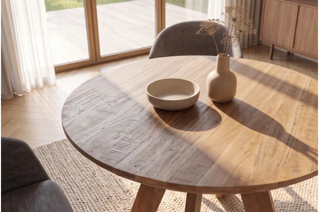 Table Ronde Manguier Massif 100/120/140 cm | Elsines