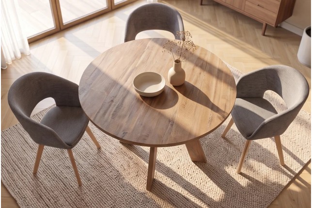 Table Ronde Manguier Massif 100/120/140 cm | Elsines