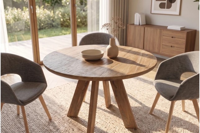 Table Ronde Manguier Massif 100/120/140 cm | Elsines