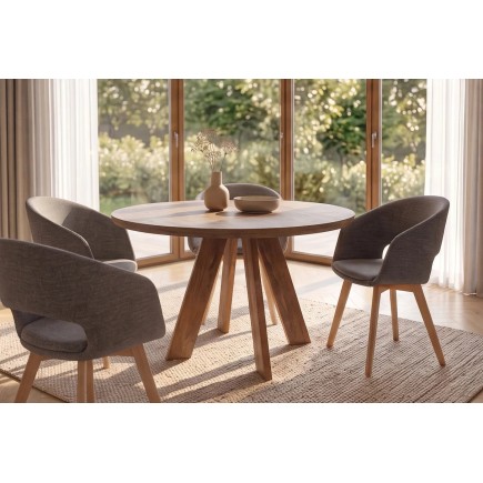 Table ronde en manguier massif — 3 dimensions disponibles