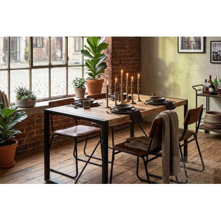 Table de salle à manger de style Insdustriel en Bois de manguier massif 140x70x75 cm