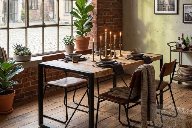 Table de salle à manger de style industriel en Bois de manguier massif 180 cm