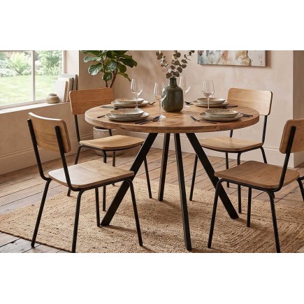 Table à manger de style industiel en  Bois de manguier massif 110x75 cm