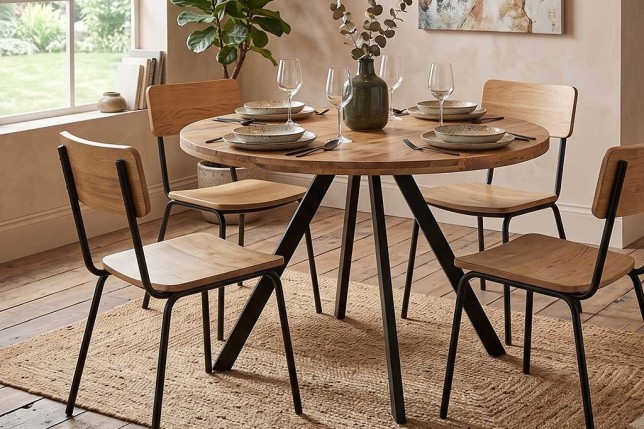 Table à manger de style industiel en  Bois de manguier massif 110x75 cm