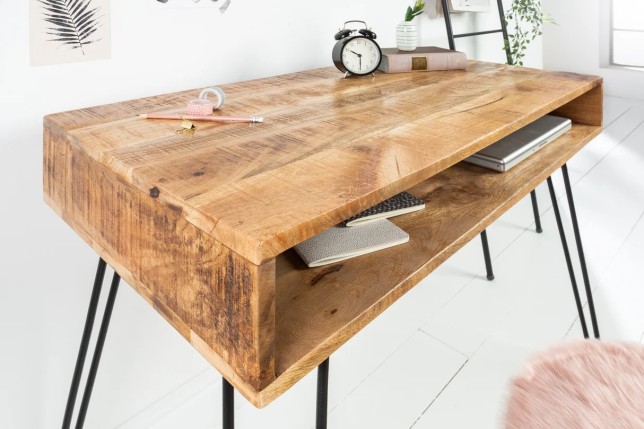 Bureau SCORPION en bois massif de manguier 100 cm – Naturel