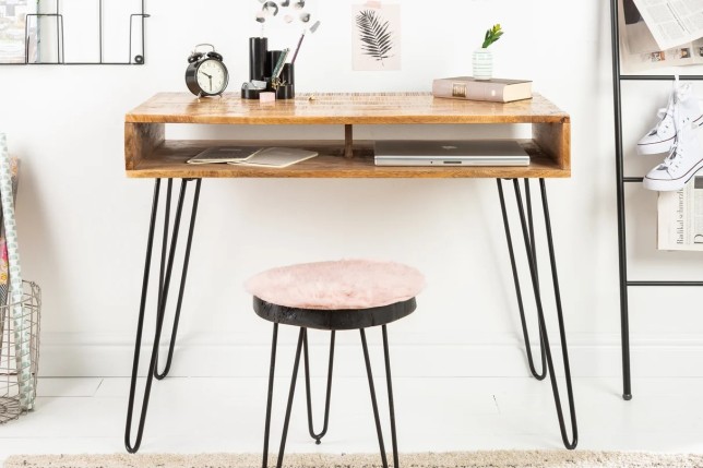 Bureau SCORPION en bois massif de manguier 100 cm – Naturel
