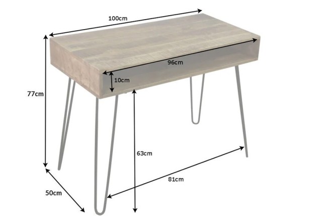 Bureau SCORPION en bois massif de manguier 100 cm | Elsines