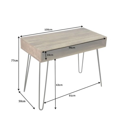 Bureau SCORPION en bois massif de manguier 100 cm | Elsines