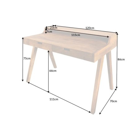 Bureau mousson en bois de manguier naturel 120 cm | Elsines