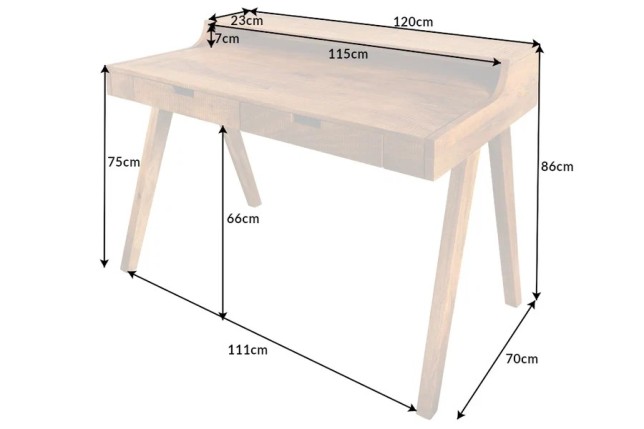 Bureau mousson en bois d'Acacia naturel 100 cm | Elsines