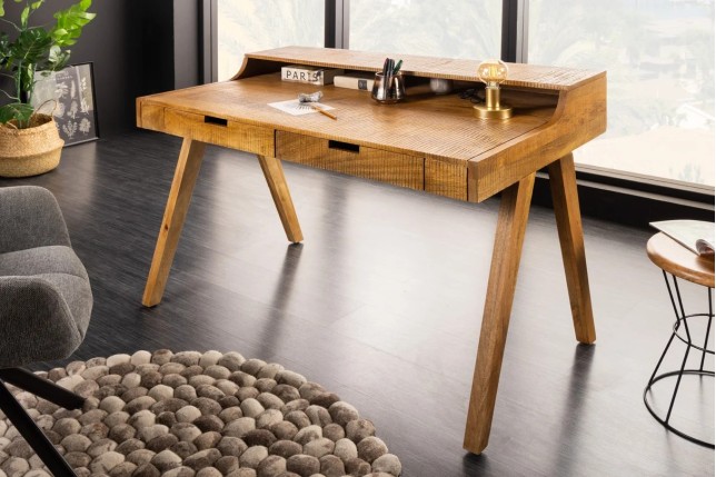 Bureau mousson en bois de manguier naturel – 120 cm