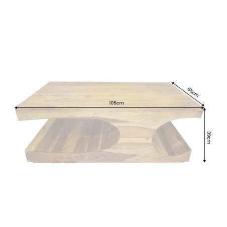 Table basse rectangulaire en bois sheesham  massif 105 cm | Elsines