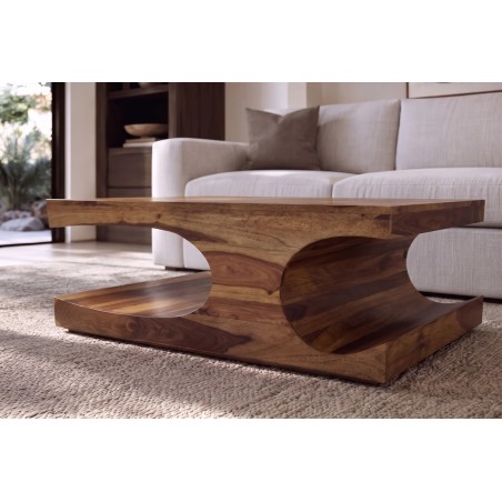 Table basse rectangulaire en bois massif de Sheesham (Palissandre) 105 cm