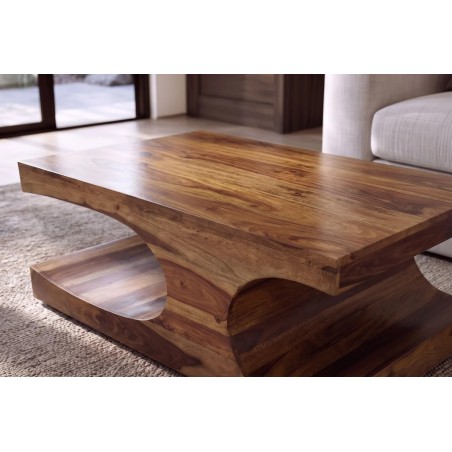 Table basse rectangulaire en bois massif de Sheesham (Palissandre) 105 cm