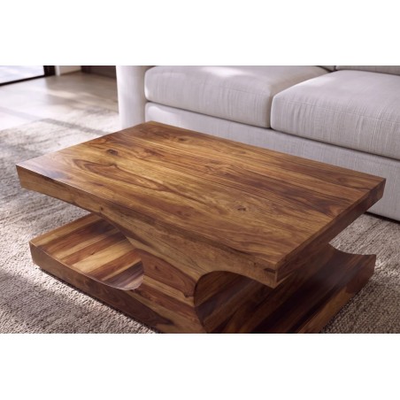 Table basse rectangulaire en bois massif de Sheesham (Palissandre) 105 cm