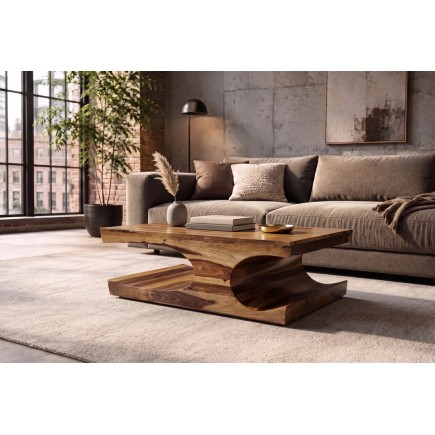 Table basse rectangulaire en bois massif de Sheesham (Palissandre) 105 cm 2