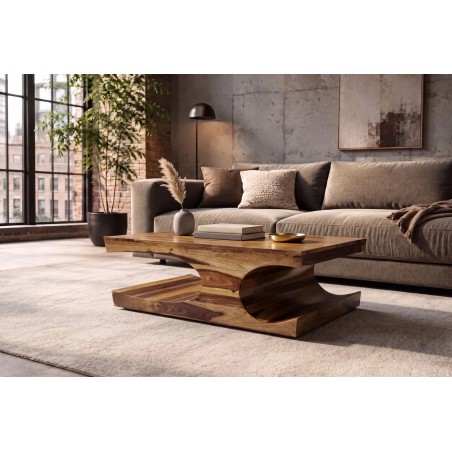 Table basse rectangulaire en bois massif de Sheesham (Palissandre) 105 cm