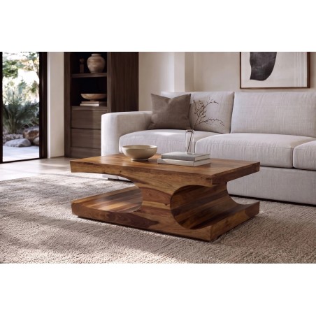 Table basse rectangulaire en bois sheesham  massif 105 cm | Elsines