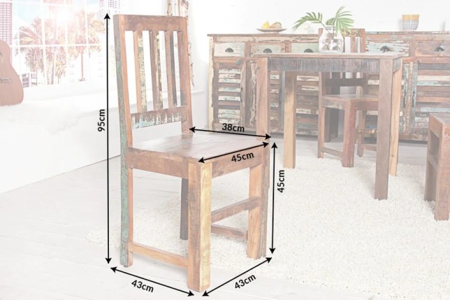 Chaise  design en bois massif recyclé | Elsines