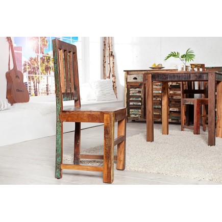 Lot de 2 chaises design en bois massif recyclé 2