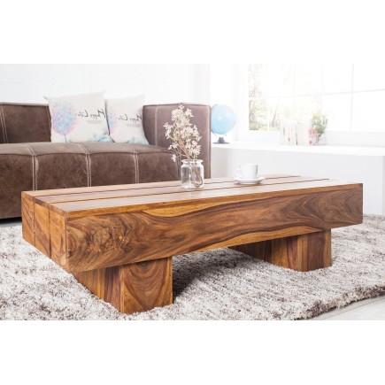 Table basse BOLT 100cm bois sheesham massif verni