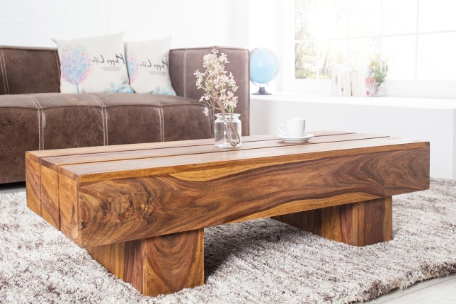 Table basse BOLT 100cm bois sheesham massif verni