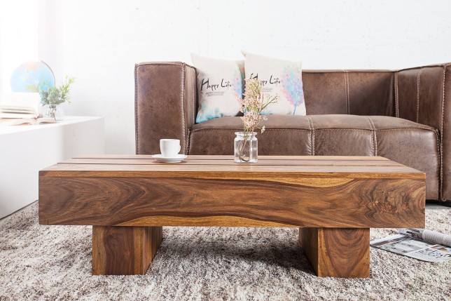 Table basse BOLT 100cm bois sheesham massif verni